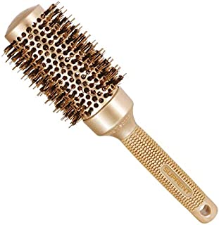 SUPRENT Round Brush with Natural Boar Bristles,Nano Thermic Ceramic Coating& Ionic Roller Hairbrush for Blow Drying, Curling&Straightening, Volume&Shine (2.9