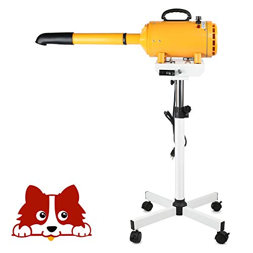 Free Paws Pet Dryer Stand Set, 4HP Adjustable Height Hair Dryer Holder, High Velocity Dog Pet Stand Grooming Dryer, Hands-Free Tool Holding Arms with 5 Nozzles Stand Wheel Air Blower