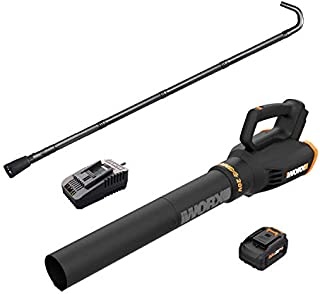 WORX WG547.3 20V 4.0Ah Cordless Turbine Leaf Blower with Gutter Pro Kit Battery and Charger Included