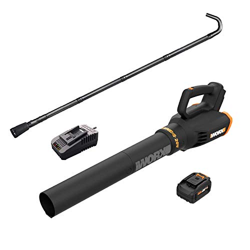 WORX WG547.3 20V 4.0Ah Cordless Turbine Leaf Blower with Gutter Pro Kit Battery and Charger Included