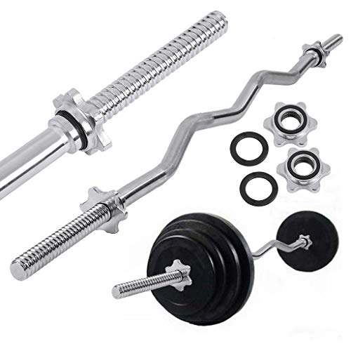 Barbell Rod Curved Rod 14 LB 47 Inches, Professional Super Curl Bar, Electroplated Strong and Sturdy Dumbbell Barbell Weight Bar Standard Ez Curl Bar Home Gym Fitness Exercise Lift