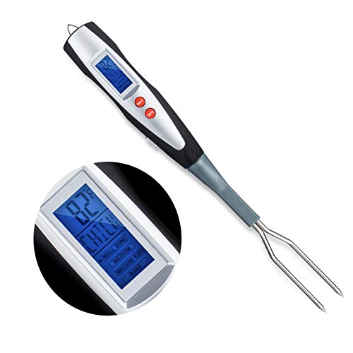 Meat Thermometer Instant Read for Grilling Cooking Thermometer for Meat Digital Barbecue Turner Fork for Kitchen, Grilling, Smoker, Turkey