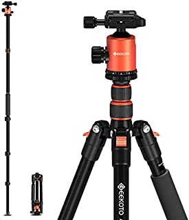 GEEKOTO 77'' Tripod, Camera Tripod for DSLR, Compact Aluminum Tripod with 360 Degree Ball Head and 8kgs Load for Travel and Work