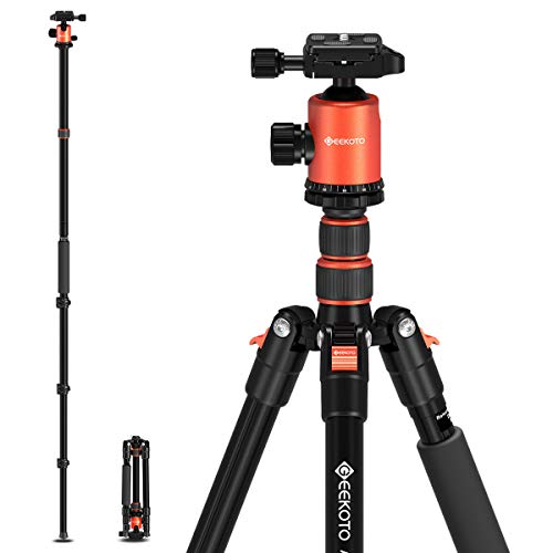 GEEKOTO 77'' Tripod, Camera Tripod for DSLR, Compact Aluminum Tripod with 360 Degree Ball Head and 8kgs Load for Travel and Work