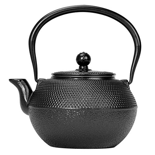 Primula Black Hammered Japanese Tetsubin Cast Iron Teapot Stainless Steel Infuser for Loose Leaf Tea, Durable Construction, Enameled Interior, 40 ounce