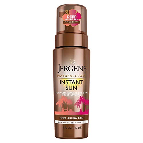 Jergens Natural Glow Instant Sun Body Mousse, Deep Aruba Tan, 6 Ounce Sunless Self-tanner, for a Natural-looking Tan