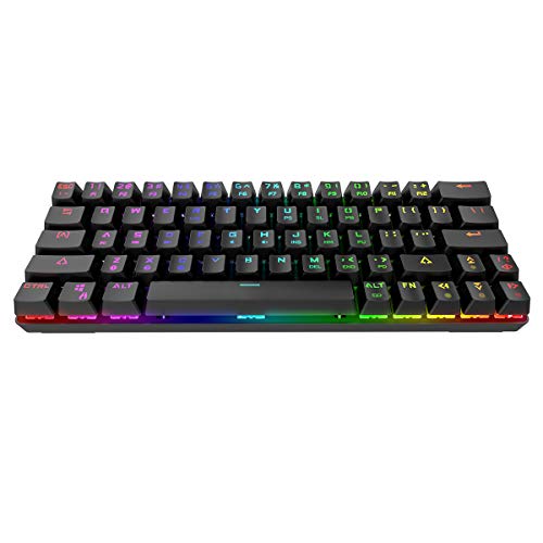 DIERYA DK63 Wireless 60% Mechanical Gaming Keyboard True RGB Backlit Bluetooth 4.0 Wired LED Computer Keyboard Compatible with Multi-Device iPhone Android Mobile PC Laptop - Red Switch