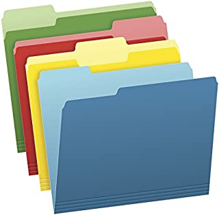 Pendaflex Two-Tone Color File Folders, Letter Size, Assorted Colors (Bright Green, Yellow, Red, Blue), 1/3-Cut Tabs, Assorted, 36 Pack (03086)