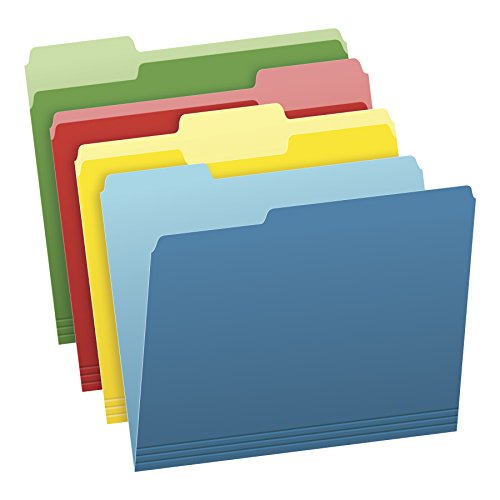 Pendaflex Two-Tone Color File Folders, Letter Size, Assorted Colors (Bright Green, Yellow, Red, Blue), 1/3-Cut Tabs, Assorted, 36 Pack (03086)