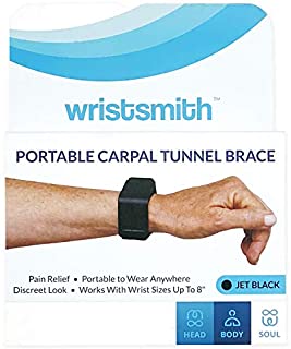 WRISTSMITH Carpal Tunnel Wrist Support Brace- Portable Travel & Adjustable Splint for Daily Use at Work or Home (Jet Black)