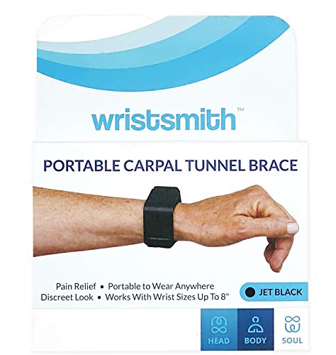 WRISTSMITH Carpal Tunnel Wrist Support Brace- Portable Travel & Adjustable Splint for Daily Use at Work or Home (Jet Black)