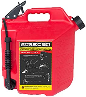 SureCan Child Proof Easy Pour Rotating Nozzle 5 Gallon Flow Control Plastic Gas Container Can, Red