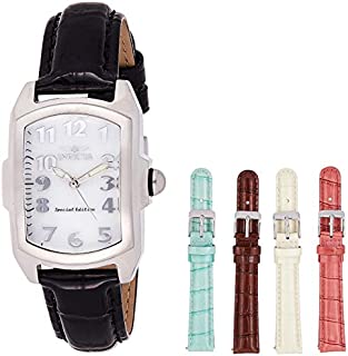 Invicta Women's Lupah 29mm Stainless Steel and Leather Strap Quartz Watch Set, Multi-color (Model: 5168)