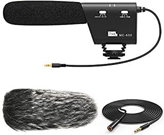 PIXEL MC650 Camera Microphone Kit, Directional Shotgun Video Mic for DSLR Camera Camcorder with Deadcat Windscreen, Foam Windshield, 9.8' Extension Cable