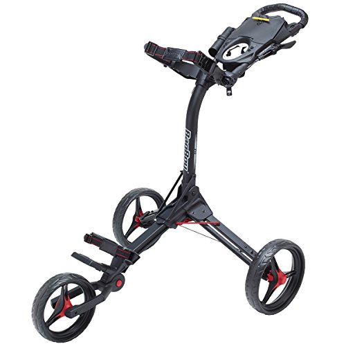 Bag Boy Compact 3 Push Cart, Matte Black/Red