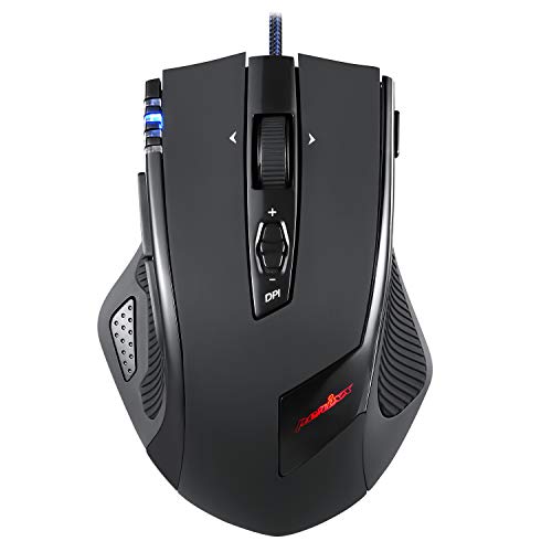 Perixx MX-2000B Programmable Laser Gaming Mouse with Adjustable Weight and RGB Backlight, Black