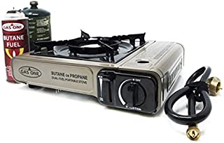 Gas ONE Propane or Butane Stove GS-3400P Dual Fuel Portable Camping and Backpacking Gas Stove Burner with Carrying Case Great for Emergency Preparedness Kit (Gold)