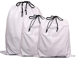 Set of 3 Jumbo Cotton Breathable Drawstring Dust Covers Large Cloth Storage Pouch String Bag for Handbags Purses Shoes