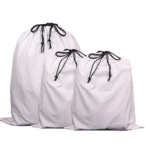 Set of 3 Jumbo Cotton Breathable Drawstring Dust Covers Large Cloth Storage Pouch String Bag for Handbags Purses Shoes