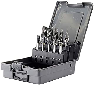 YUFUTOL Carbide Burr Set -10 Pcs 1/2 inch Cutter Head Diameter Double Cut Solid Carbide Rotary Burr Set 1/4 Inch Shank For Die Grinder Drill,Metal Carving,Polishing,Engraving,Drilling