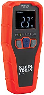 Klein Tools ET140 Pinless Moisture Meter for Non-Destructive Moisture Detection in Drywall, Wood, and Masonry; Detects up to 3/4-Inch Below Surface