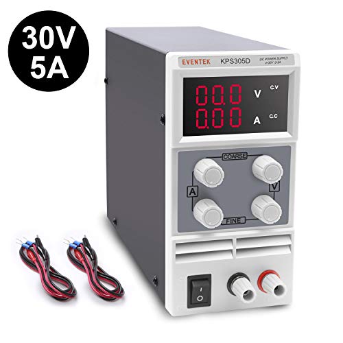 DC Power Supply Variable(0-30 V 0-5 A), Eventek KPS305D Adjustable Switching Regulated Power Supply Digital, with Alligator Leads US Power Cord