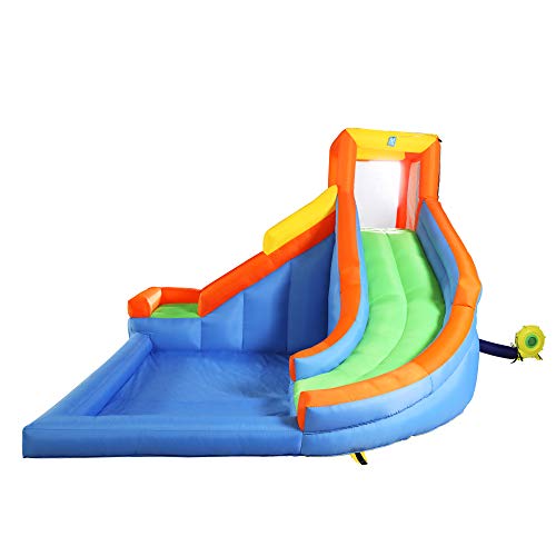 Sandinrayli Inflatable Water Slide Bounce House with Splash Pool & Climb Wall, Inflatable Water Park Including Carry Bag, Repairing Kit, Stake (680 Watt Blower Included)