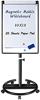 Magnetic Mobile Whiteboard - 40x28 inches Dry Erase Board Flipchart Easel Stand White Board