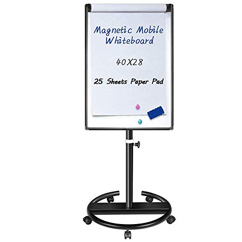 Magnetic Mobile Whiteboard - 40x28 inches Dry Erase Board Flipchart Easel Stand White Board