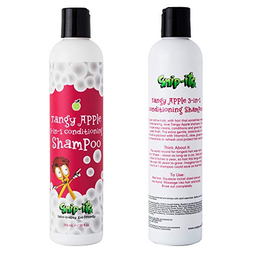 Snip-its 3 in 1 Tangy Apple Kids Body Wash, Shampoo, and Conditioner 10oz | Kids Shampoo and Hair Conditioner - Natural Baby Shampoo - Great for Swimmers - Made in the USA | Salon Quality Kid Friendly