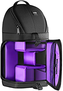 Neewer Professional Sling Camera Storage Bag Durable Waterproof and Tear Proof Black Carrying Backpack Case for DSLR Camera, Lens & Accessories (Purple Interior)