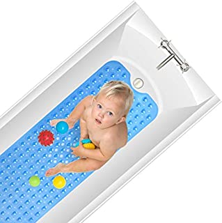 Yueetc Bathroom Mat for Tub, 35 x 16 inch Extra Soft and Absorbent, Machine Washable, Perfect Bath Mats for Shower, Bathroom (Blue)