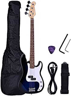 Polar Aurora NEW Full Size 4 Strings Blue Electric Bass Guitar+ Amp Cord+ Gigbag