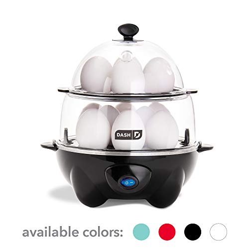 Dash DEC012BK Deluxe Rapid Egg Cooker Electric for for Hard Boiled, Poached, Scrambled, Omelets, Steamed Vegetables, Seafood, Dumplings & More 12 Capacity, with Auto Shut Off Feature Black