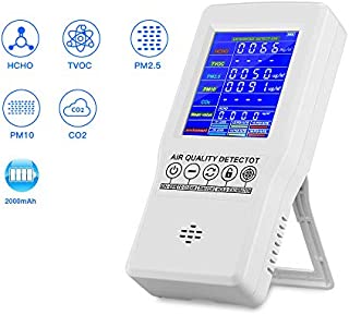 Seesii Professional Multifunctional Air Quality Monitor for HCHO TVOC PM2.5/PM10 Air Gas Detector Real Time Data&Mean Value Recording for Home Office Car and Various Occasion