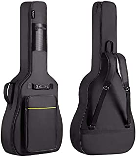 CAHAYA 41 Inch Acoustic Guitar Bag 0.35 Inch Thick Padding Waterproof Dual Adjustable Shoulder Strap Guitar Case Gig Bag with Back Hanger Loop, Black