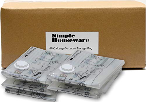 5 Pack - Extra Large Vacuum Storage Bags to Space Saver for Bedding, Pillows, Towel, Blanket, Clothes (26.5