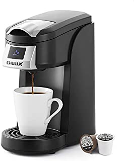 CHULUX Upgrade Single Serve Coffee Maker, 12oz Fast Brewing Machine Brewer Compatible With Pods & Reusable Filter, Auto Shut-Off, One Button Operation, for Hotel, Office, or Travel