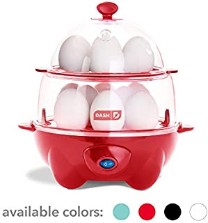 Dash DEC012RD Deluxe Rapid Cooker Electric for Hard Boiled, Poached, Scrambled Eggs, Omelets, Steamed Vegetables, Seafood, Dumplings & More, 12 capacity, with Auto Shut Off Feature Red