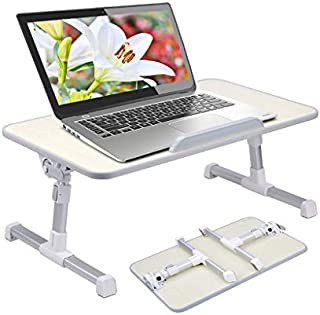 Neetto Height Adjustable Laptop Bed Table, Portable Lap Desk with Foldable Leg, Breakfast Tray for Eating, Notebook Computer Stand for Reading Writing on Bed Couch Sofa Floor - Honeydew