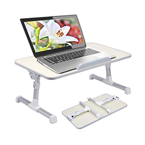 Neetto Height Adjustable Laptop Bed Table, Portable Lap Desk with Foldable Leg, Breakfast Tray for Eating, Notebook Computer Stand for Reading Writing on Bed Couch Sofa Floor - Honeydew