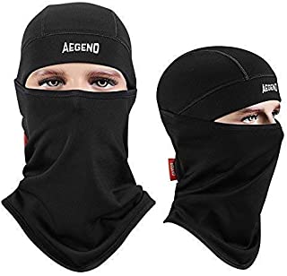 Balaclava Aegend Windproof Ski Face Mask Winter Motorcycle Neck Warmer Tactical Balaclava Hood Polyester Fleece for Women Men Youth Snowboard Cycling Hat Outdoors Helmet Liner Mask-Black