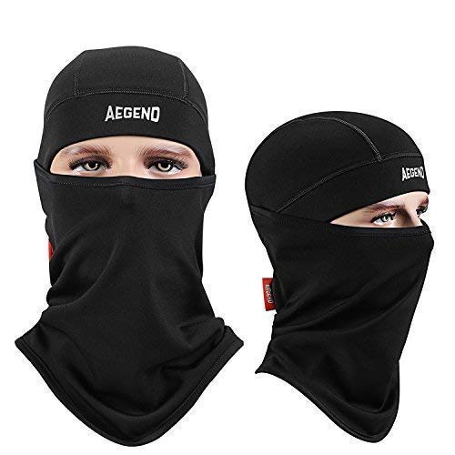 Balaclava Aegend Windproof Ski Face Mask Winter Motorcycle Neck Warmer Tactical Balaclava Hood Polyester Fleece for Women Men Youth Snowboard Cycling Hat Outdoors Helmet Liner Mask-Black