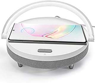 JACKYLED Bluetooth Speaker with Wireless Charger and LED Night Light Fast Charging Stand for Home Office Nightstand Compatible with iOS and Android Devices iPhone AirPods2 Galaxy White