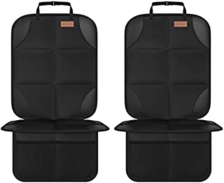 Car Seat Protector, Smart eLf 2Pack Seat Protector Protect Child Seats with Thickest Padding and Non-Slip Backing Mesh Pockets for Baby and Pet