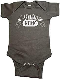 Friends Baby Central Perk Baby Bottles Onesie Bodysuit (6 Month, Charcoal)