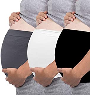 3 Pack Womens Maternity Belly Band for Pregnancy Non-slip Silicone Stretch Pregnancy Support Belly Belt Bands Black+White+Grey L