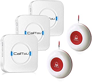 CallToU Wireless Caregiver Pager Smart Call System 2 SOS Call Buttons/Transmitters 3 Receivers Nurse Calling Alert Patient Help System for Home/Personal Attention Pager 500+Feet Plugin Receiver Alert