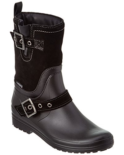 Santana Canada Women's Cayley Short Rain Boot,Black Premium Suede,US 9 M