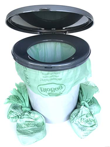 Portable Toilet Bags - Compostable Portable Toilet Liner Bags Containing Liquid and Odor Absorbent Organic Media - By Dry John (Portable Bucket Toilet Not Included)